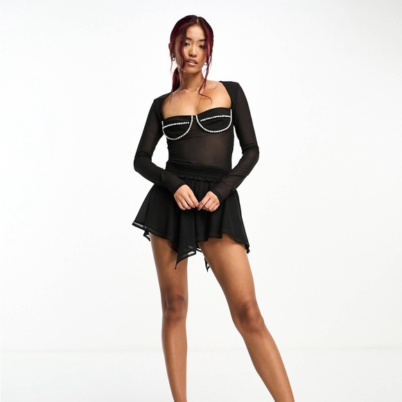 BARDOT Diamante Bodysuit in Black - Picture 3 of 11